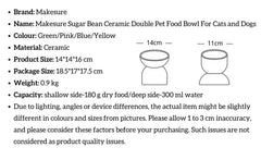 Makesure Sugar Bean Ceramic Double Pet Bowls For Cat and Small Dogs-Petroom