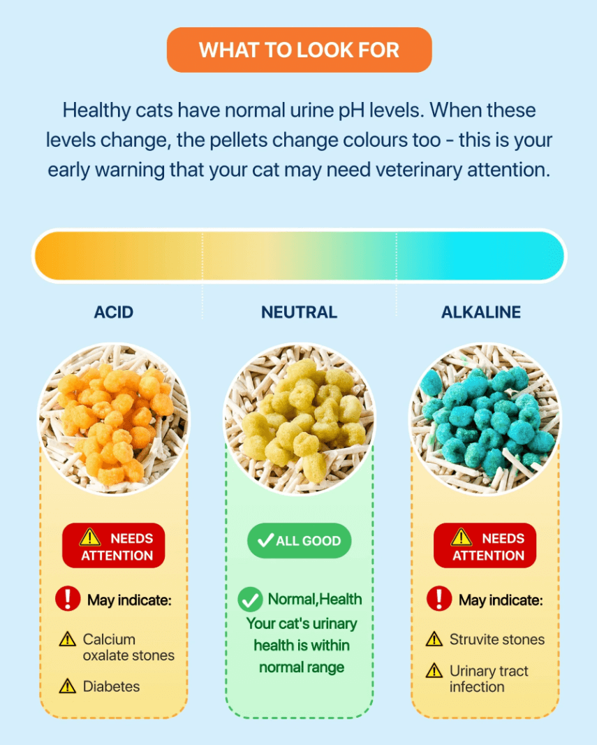 Michu Cat Health Monitoring Pellets - Colour Changing Indicators For Home Urine Testing-Petroom