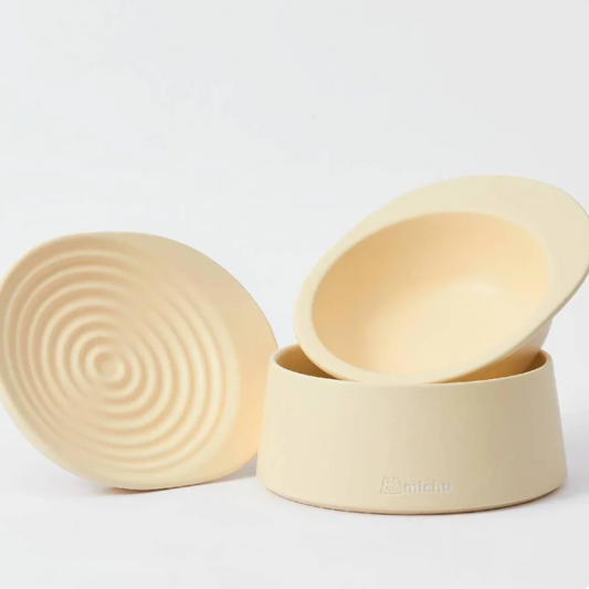 Michu Ceramic 3pcs Dinnerware Set- Raised Bowl and Plate Set for Everyday Pets Essentials-Petroom