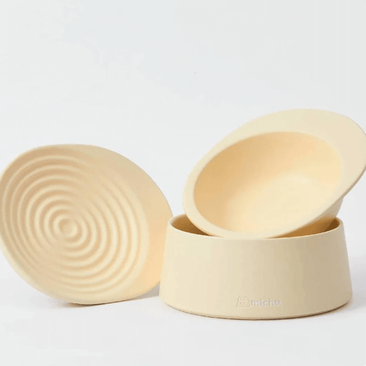 Michu Ceramic 3pcs Dinnerware Set- Raised Bowl and Plate Set for Everyday Pets Essentials-Petroom