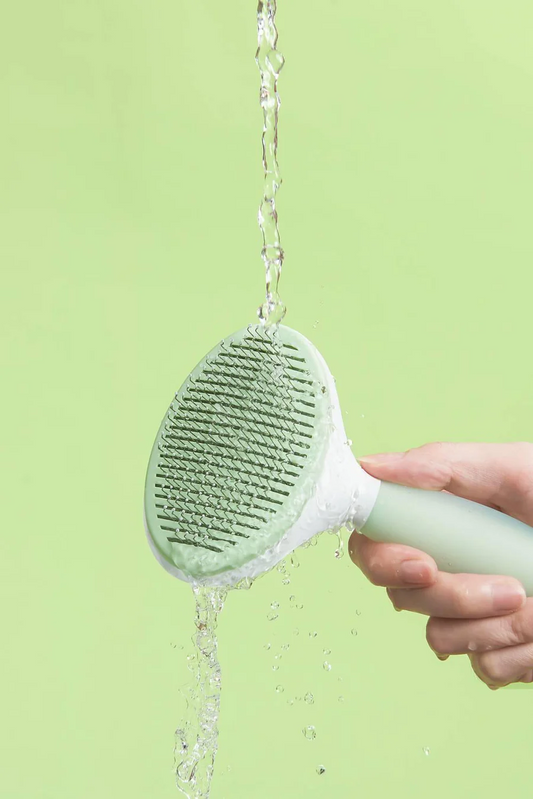 Michu Cream Round-Head Grooming Dog/Cat Brush - Perfect for Gentle Coat Care-Petroom