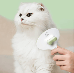 Michu Cream Round-Head Grooming Dog/Cat Brush - Perfect for Gentle Coat Care-Petroom