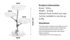 Michu Fluffy Blossom Real Wooden Cat Tree - Premium Quality & Stylish Cat Furniture - Extra Large-Petroom