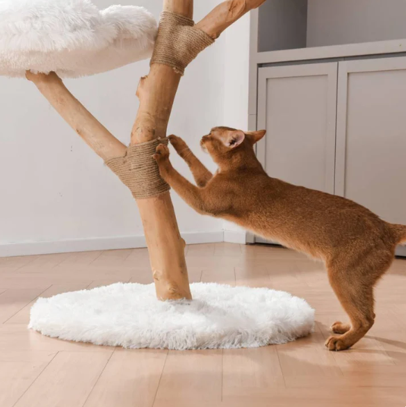 Michu Fluffy Blossom Real Wooden Cat Tree - Premium Quality & Stylish Cat Furniture - Extra Large-Petroom