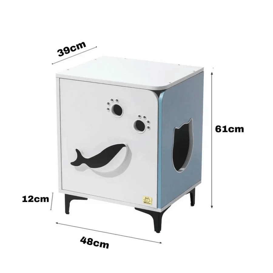 Michu Hidden Cat Furniture - Cat Litter Box Enclosure and Wooden Pet House, End Table Large Enough for Most Cats and Litter Boxes-Petroom