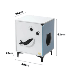 Michu Hidden Cat Furniture - Cat Litter Box Enclosure and Wooden Pet House, End Table Large Enough for Most Cats and Litter Boxes-Petroom