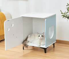 Michu Hidden Cat Furniture - Cat Litter Box Enclosure and Wooden Pet House, End Table Large Enough for Most Cats and Litter Boxes-Petroom