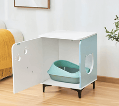 Michu Hidden Cat Furniture - Cat Litter Box Enclosure and Wooden Pet House, End Table Large Enough for Most Cats and Litter Boxes-Petroom