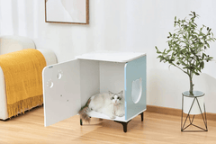 Michu Hidden Cat Furniture - Cat Litter Box Enclosure and Wooden Pet House, End Table Large Enough for Most Cats and Litter Boxes-Petroom