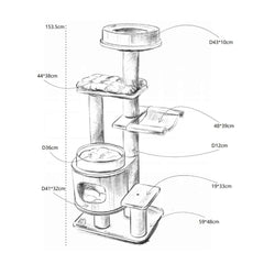 Michu Luna Multi-Layer Solid Wood Cat Nest Tree-Petroom