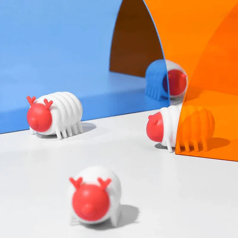 Michu MeowMate Little Monster Automatic Cat Toy colorful sheep and deer shapes on a playful background.