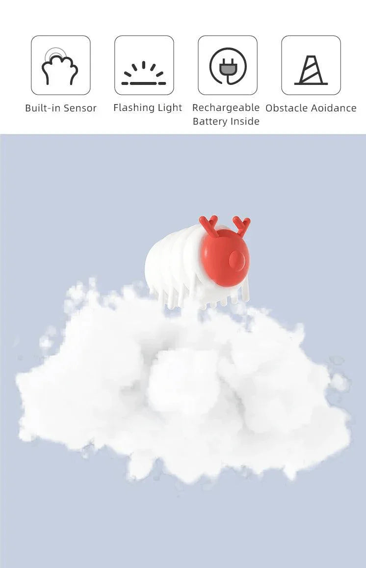 Michu MeowMate Little Monster Automatic Cat Toy sheep design on cloud background with built-in sensor and flashing light