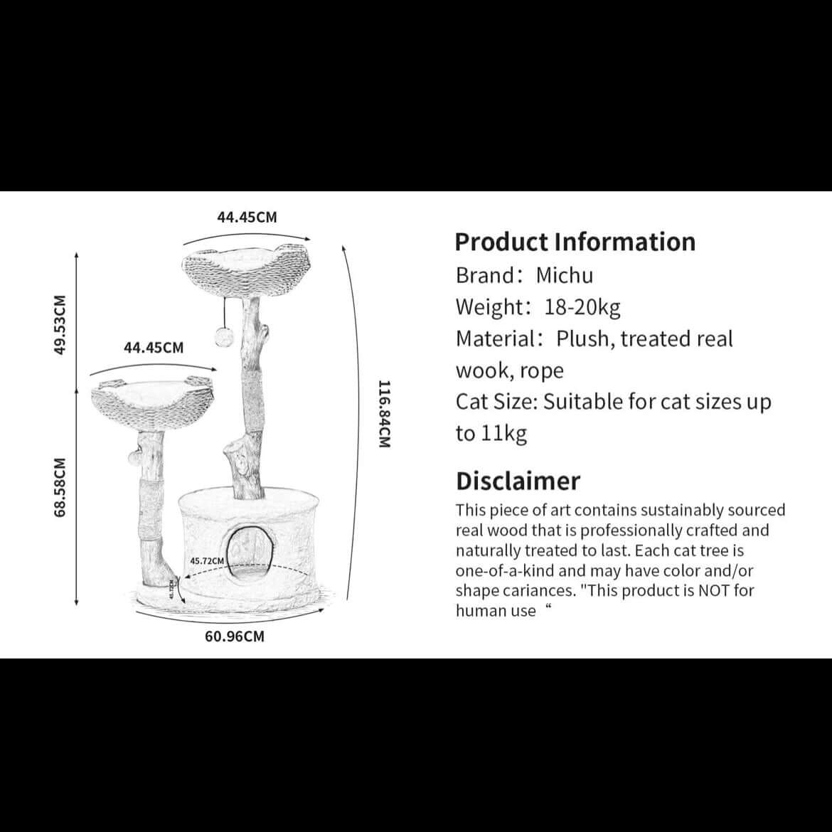 Michu Premium Real Wooden Cat Tree-Large- Spacious Australian Feline Haven Pre-Order-Petroom