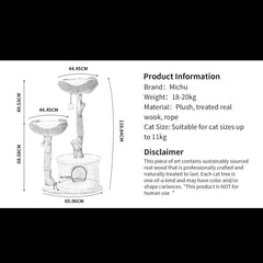 Michu Premium Real Wooden Cat Tree-Large- Spacious Australian Feline Haven Pre-Order-Petroom