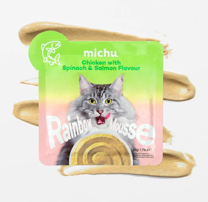 Michu Rainbow Mousse Wet Cat Food 5 Flavours- Complete Food/Wet Mixer and Topper 10pcs/Pack-Petroom