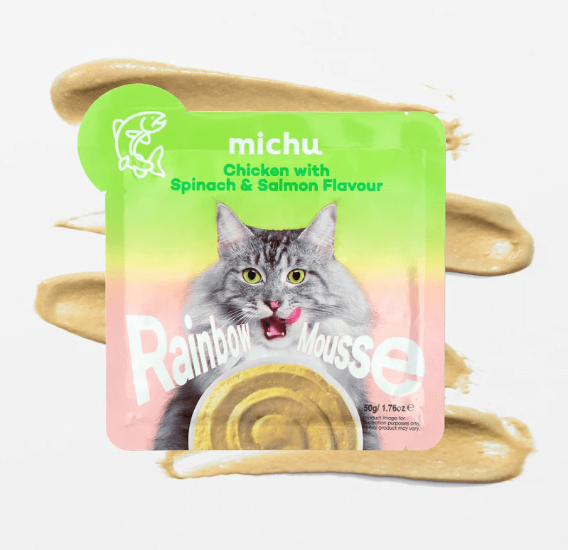 Michu Rainbow Mousse Wet Cat Food 5 Flavours- Complete Food/Wet Mixer and Topper 10pcs/Pack-Petroom