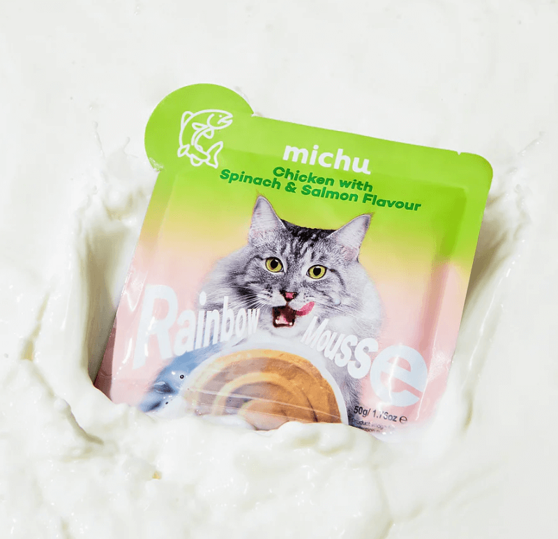Michu Rainbow Mousse Wet Cat Food 5 Flavours- Complete Food/Wet Mixer and Topper 10pcs/Pack-Petroom