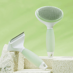 Michu Round-Head Grooming Dog/Cat Brush & Shedding Rake Bundle-Petroom