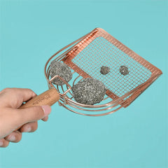 Stainless Steel Cat Litter Scoop Michu - 2 Styles held with litter in a modern rose gold design.