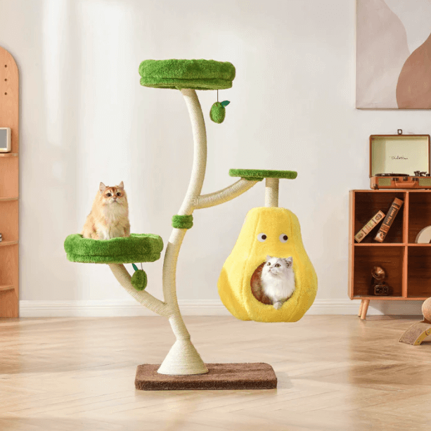 Michu Verde Solid Wooded Base Cat Tree-Petroom