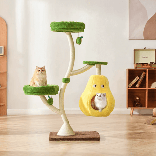 Michu Verde Solid Wooded Base Cat Tree-Petroom