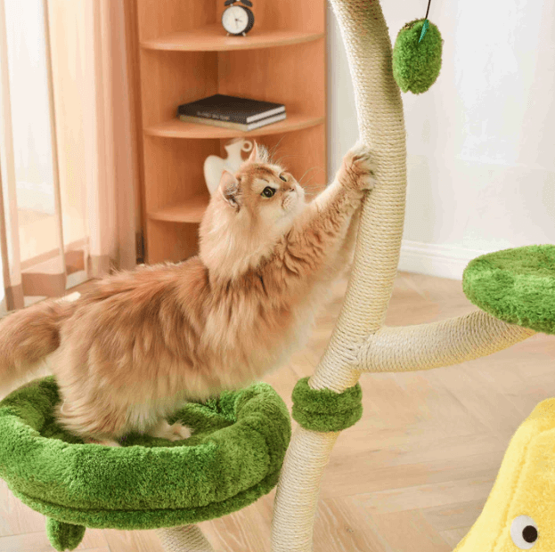 Michu Verde Solid Wooded Base Cat Tree-Petroom