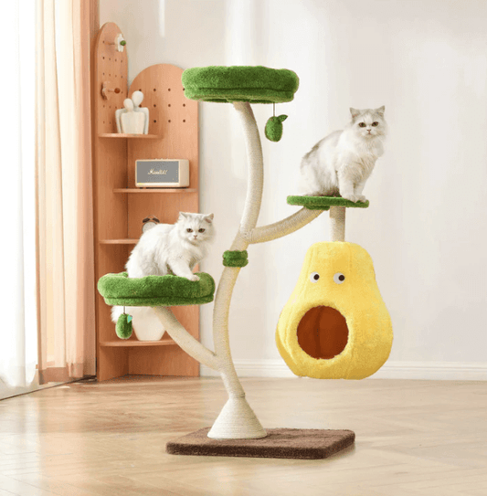 Michu Verde Solid Wooded Base Cat Tree-Petroom