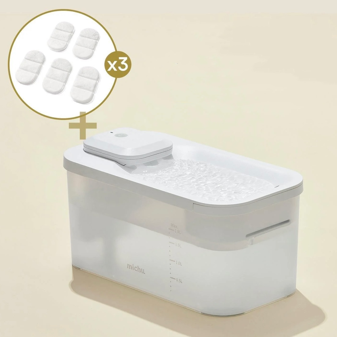 Michu Wireless Cat Water Fountain - Battery Operated Dispenser for Healthy Hydration-Petroom