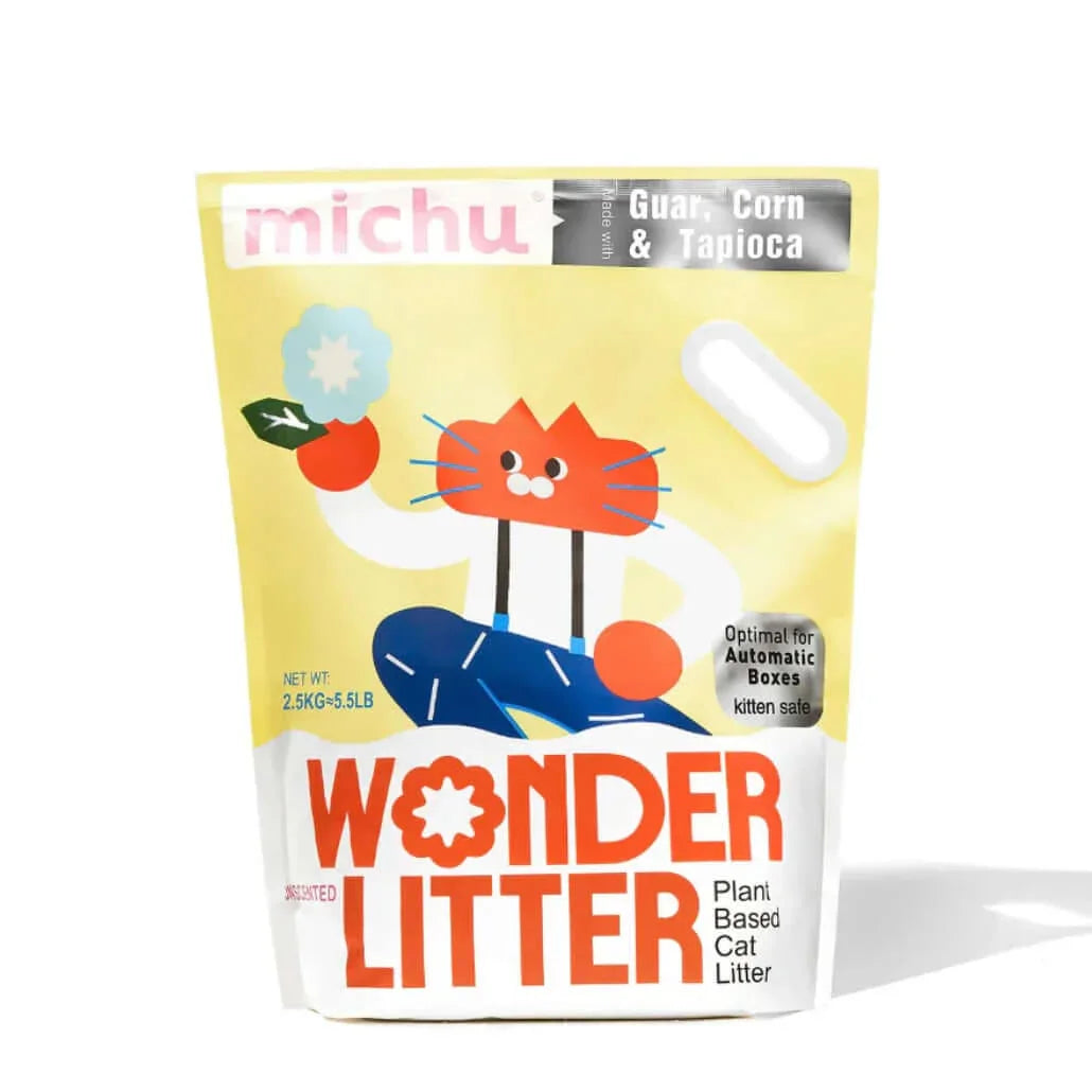 Michu Wonder Litter - Automatic Litter Box Solution 2.5kg/6L package featuring biodegradable cat litter.