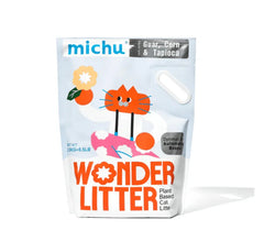 Michu Wonder Litter - Automatic Litter Box Solution 2.5kg/6L bag featuring cat design and plant-based materials.