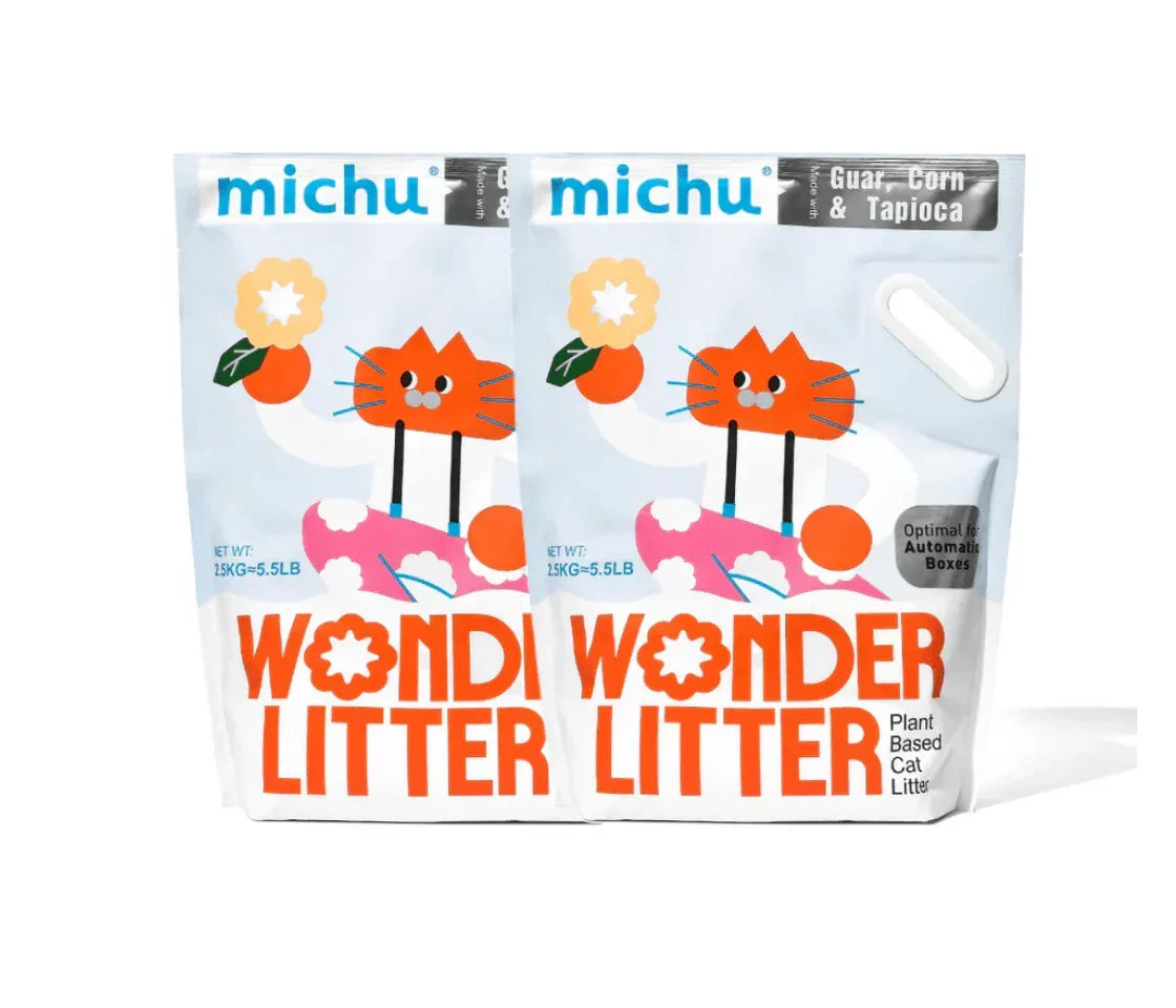Michu Wonder Litter – plant-based cat litter for automatic boxes, made with guar, corn & tapioca