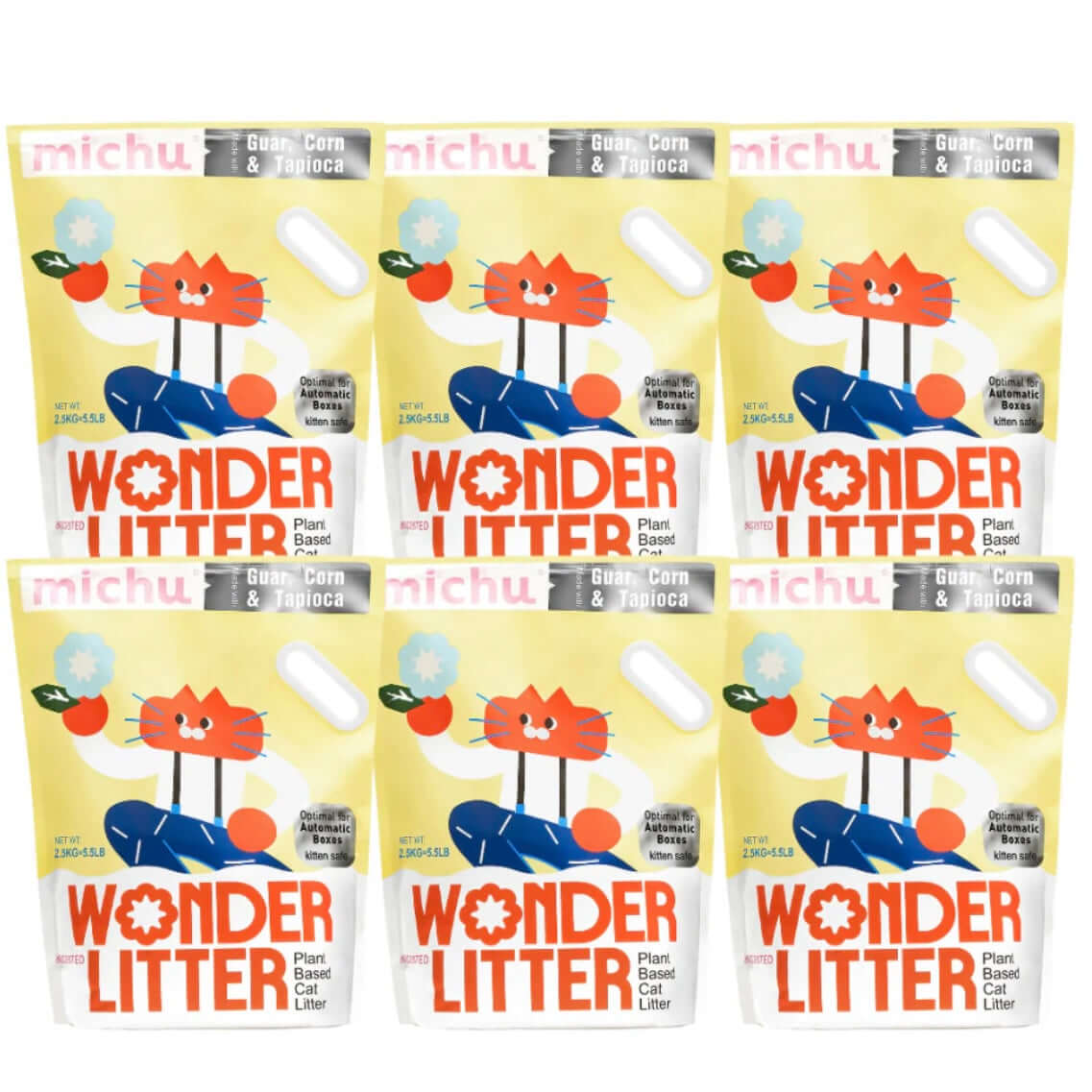 Michu Wonder Litter - Plant-Based & Automatic-Box Friendly 2.5kg/6L-Petroom