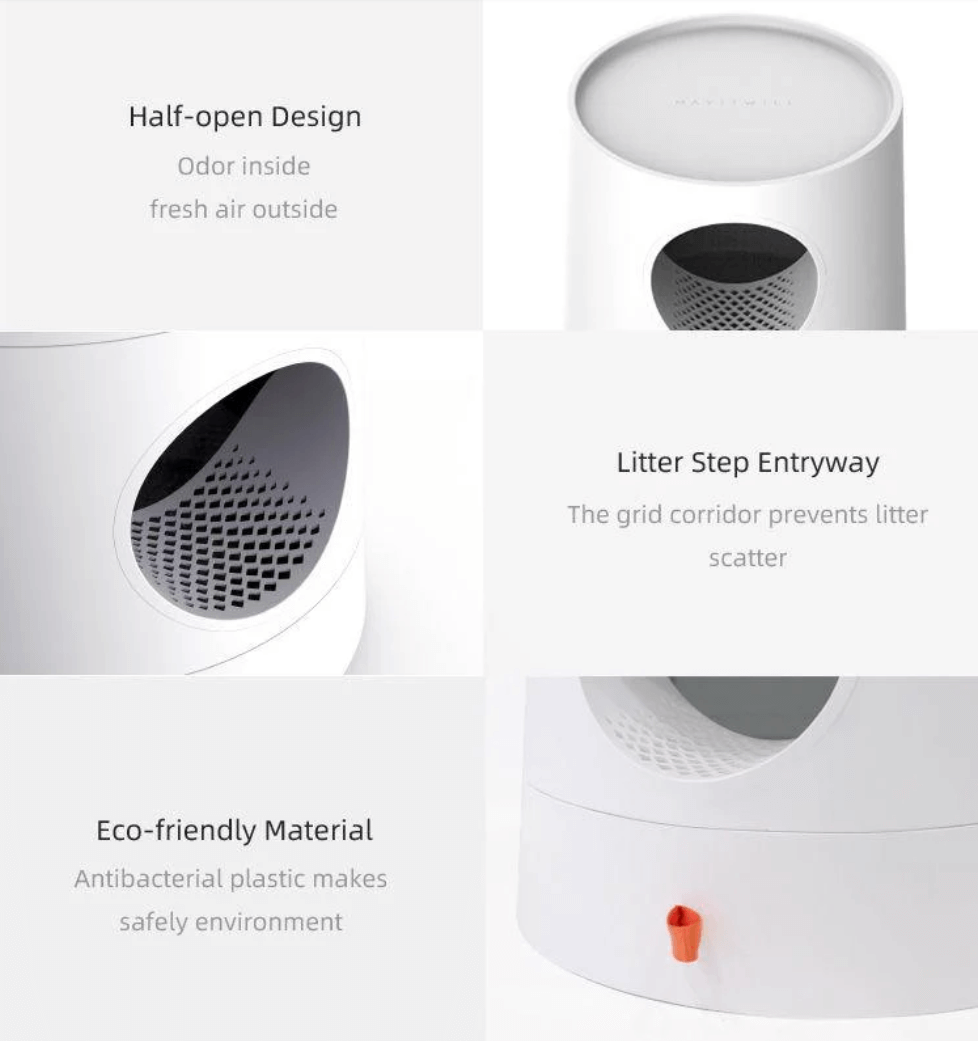 Michu XL Castle 2-in-1 Semi- Closed Cat Litter Box with Scratch Pad in Morandi Green/White-Petroom