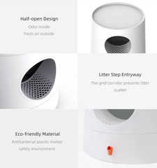 Michu XL Castle 2-in-1 Semi- Closed Cat Litter Box with Scratch Pad in Morandi Green/White-Petroom