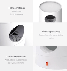 Michu XL Castle 2-in-1 Semi- Closed Cat Litter Box with Scratch Pad in Morandi Green/White-Petroom