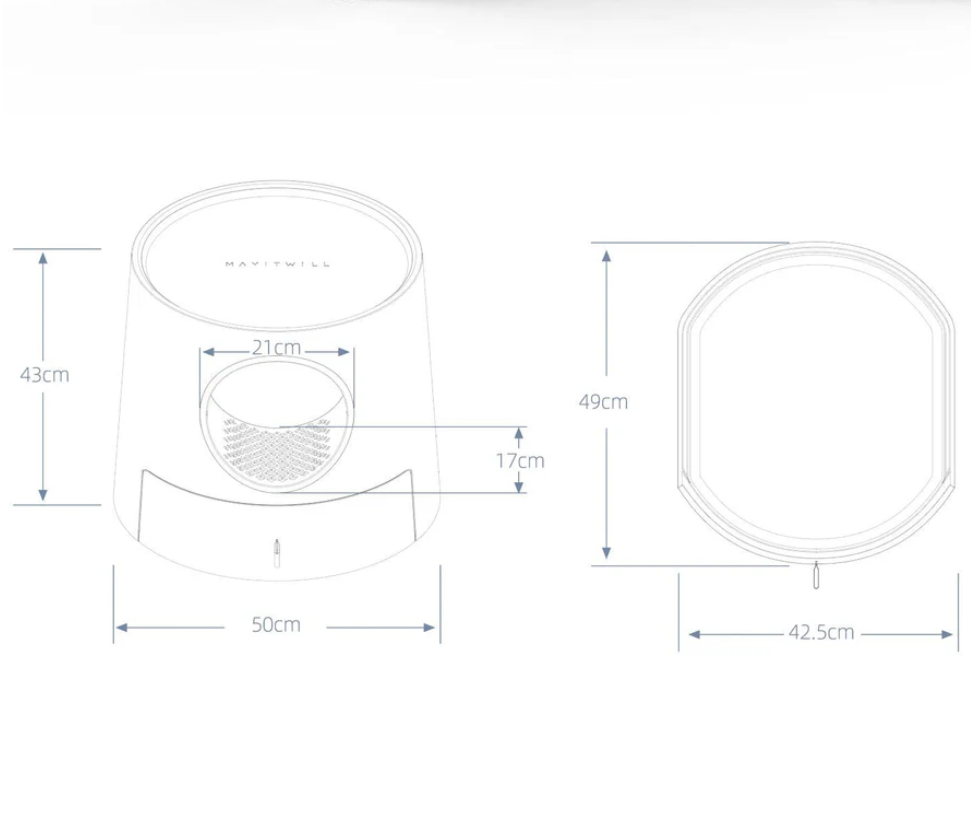 Dimensions and specifications of Michu XL Semi Closed Cat Litter Box with Scratch Pad.
