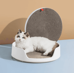 Michu XL Castle 2-in-1 Semi- Closed Cat Litter Box with Scratch Pad in Morandi Green/White-Petroom