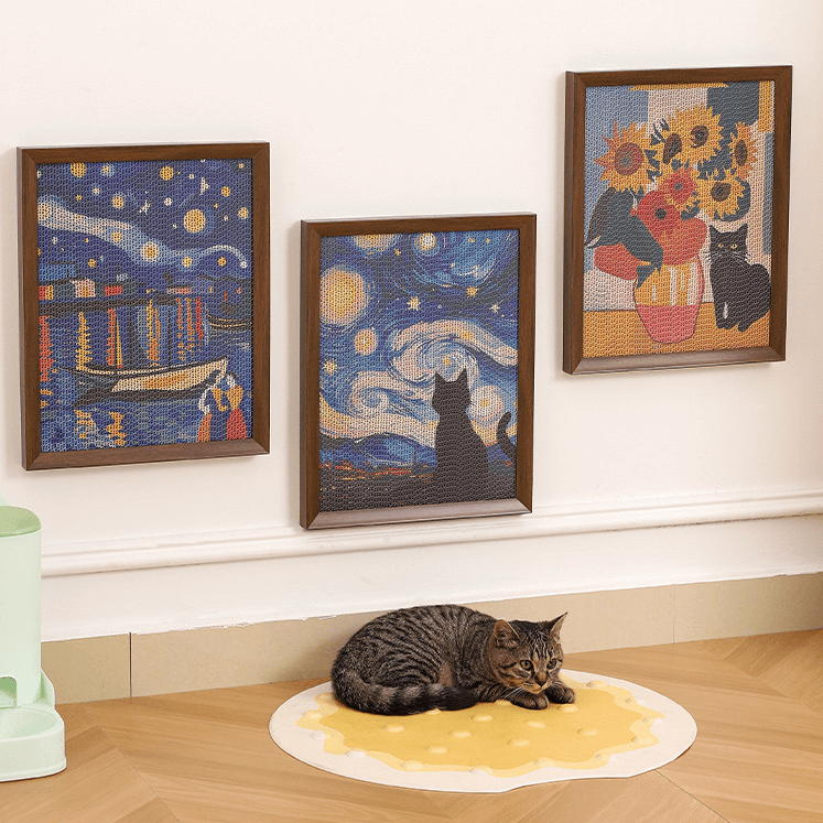 Modern Wall-Mounted Cat Scratcher – Decorative Cat Scratch Board for Indoor Cats-PETROOM