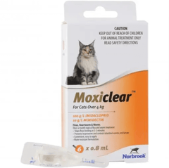 Moxiclear Flea & Worming Spot Treatment >4kg Cat 6pk-Petroom