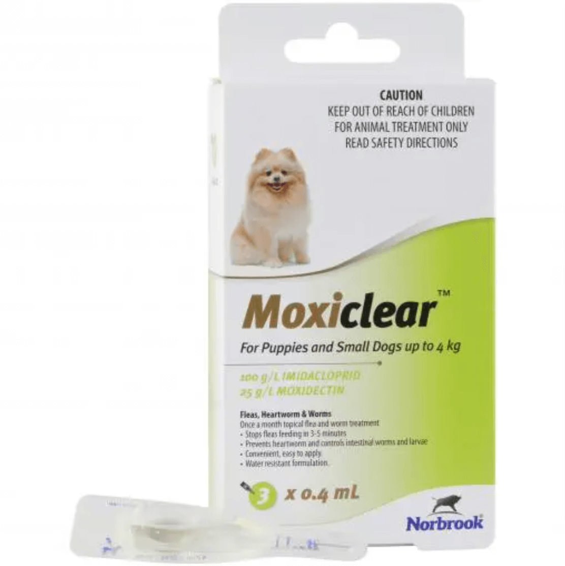 Moxiclear Flea and Worming Spot Treatment For <4kg Dogs Puppies 3pk