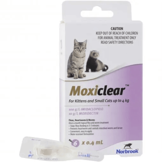 Moxiclear Flea & Worming Spot Treatment <4kg Kittens & Cats 6pk-Petroom