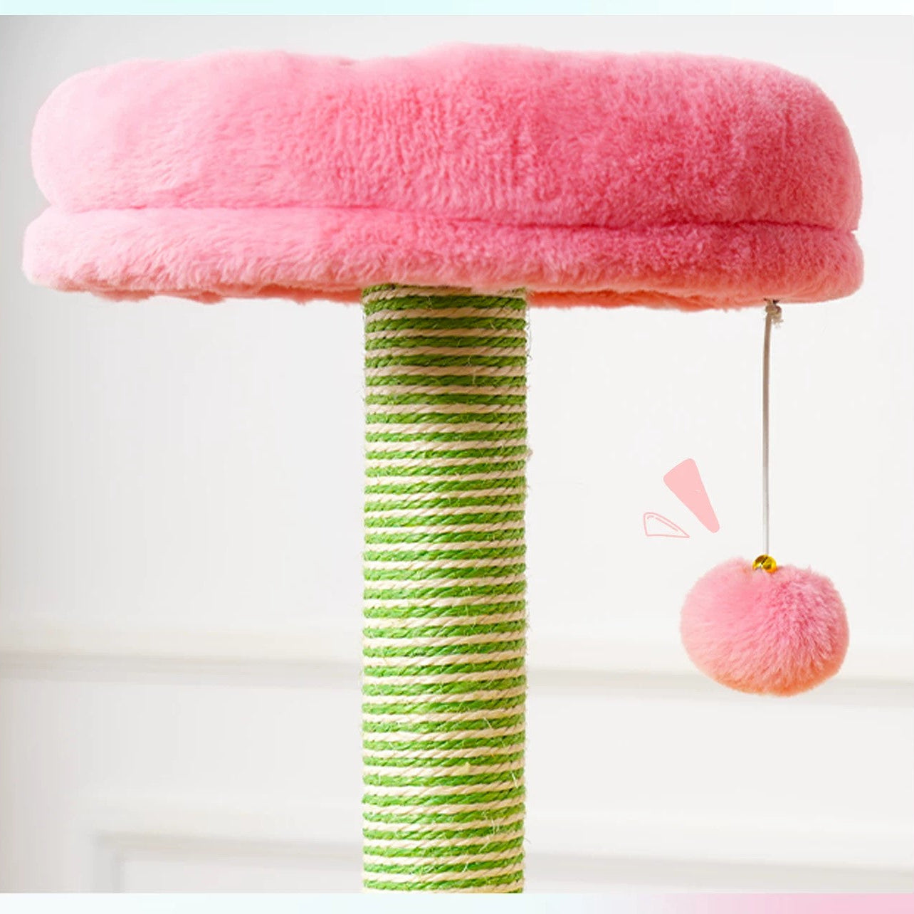 Multi-Level Cat Tree Tower with Hammock and Sisal Posts 136cm with pink hammock and green sisal post