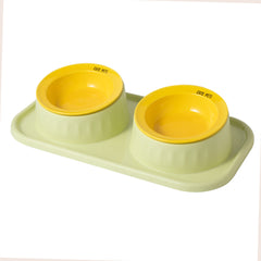 Ceramic Double Raised Cat Bowl with Non-Slip Stand