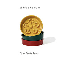 Petal-Shaped Ceramic Slow Feed Bowl for Dogs & Cats