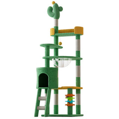 Cactus Multi-Level Cat Tower with Cosy Space Capsule Condo 180cm