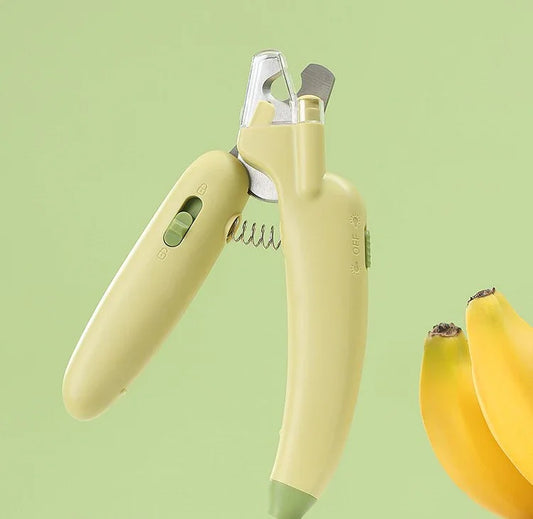 AIWO Banana-Shaped Pet Nail Clippers - LED Light Grinding File