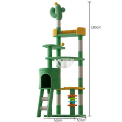 Cactus Multi-Level Cat Tower with Cosy Space Capsule Condo 180cm