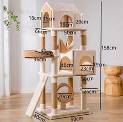 Ona's Cottage Multi-Tier Cat Tree with Cat Scratching Posts-Petroom