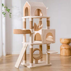 Ona's Cottage Multi-Tier Cat Tree with Cat Scratching Posts-Petroom