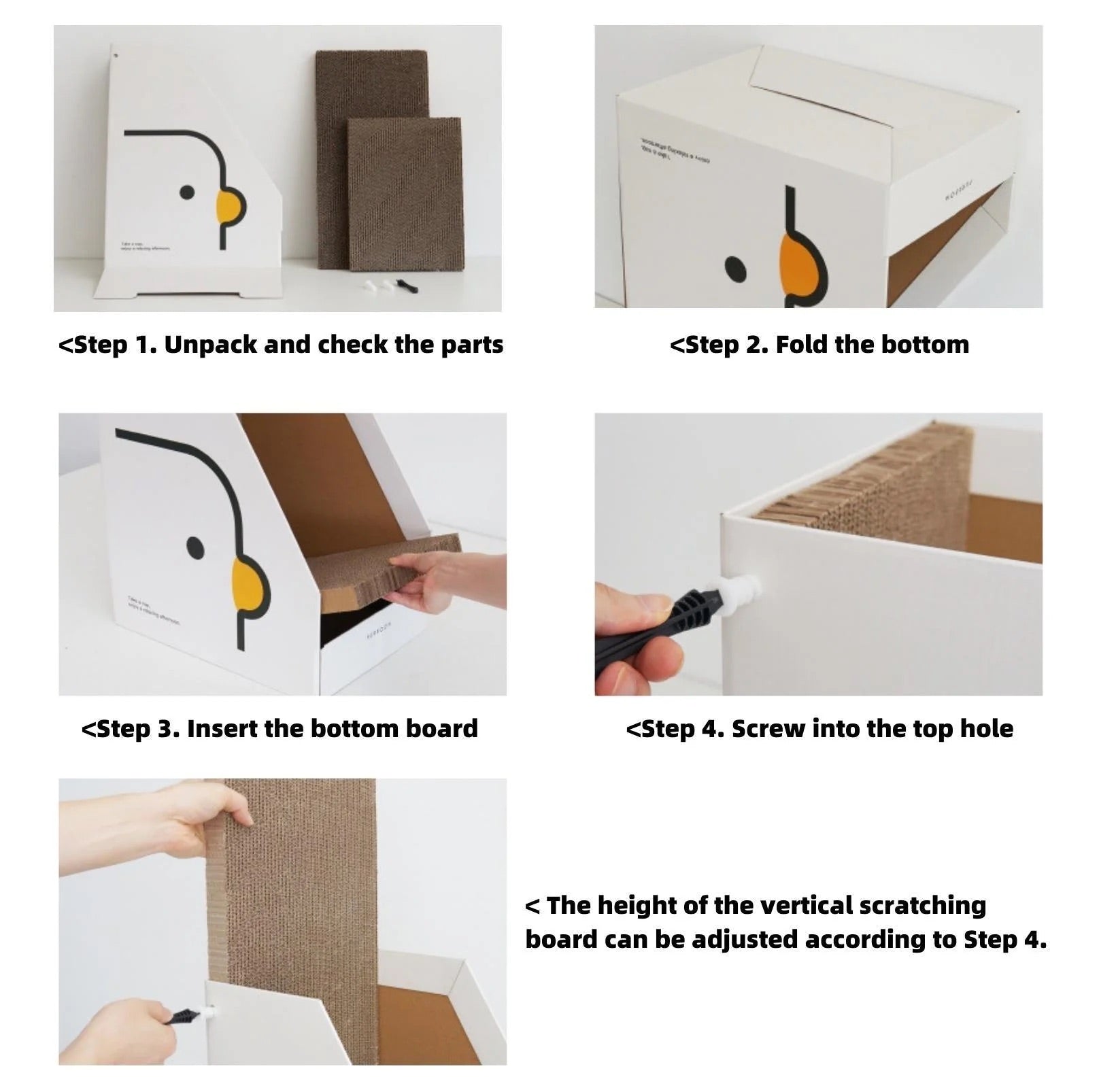 PURROOM Little Chick Series Vertical Cat Scratcher Box Cat Toy (Adjustable in height)-Petroom